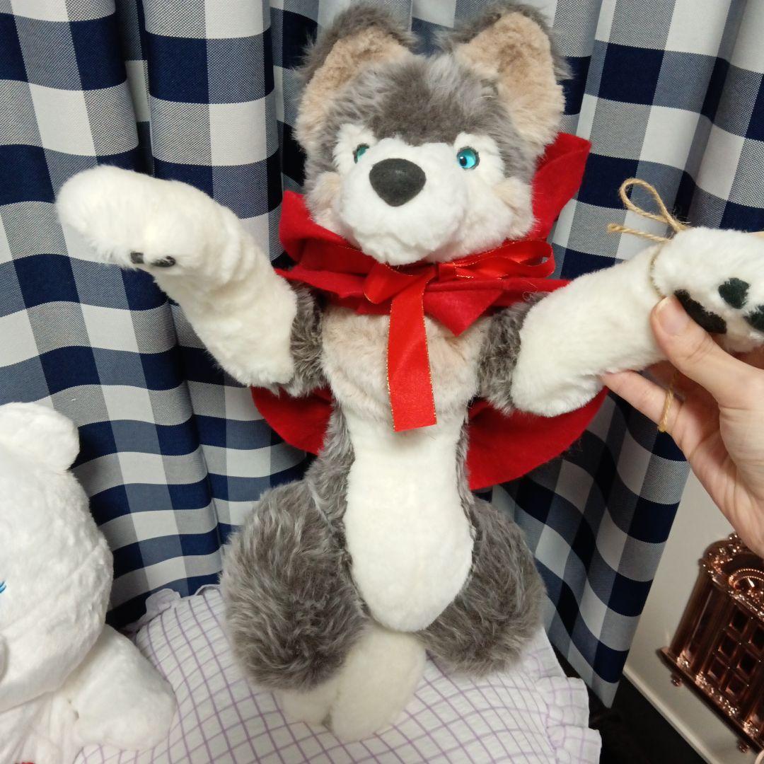 オオカミのぬいぐるみ 狼頭巾ちゃん 赤ずきんフード付き 狼 ドール リアル