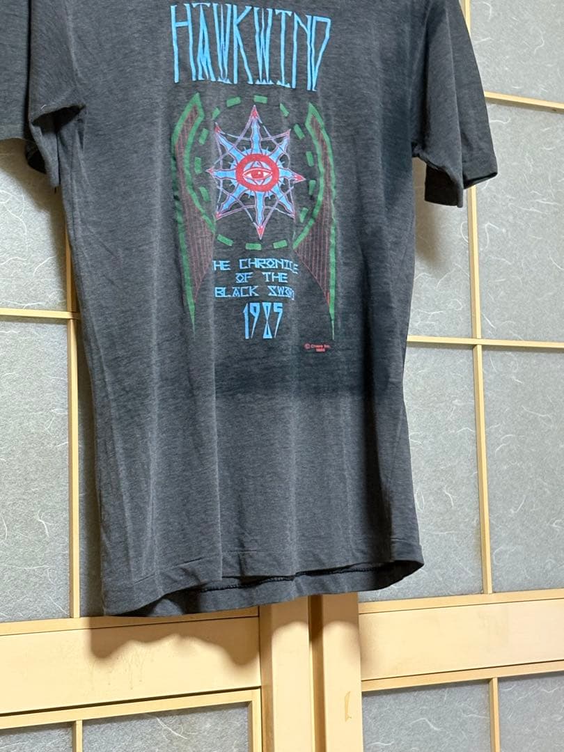 ヴィンテージ　HAWKWIND 1985UK TOUR Tシャツ　スミ黒￼