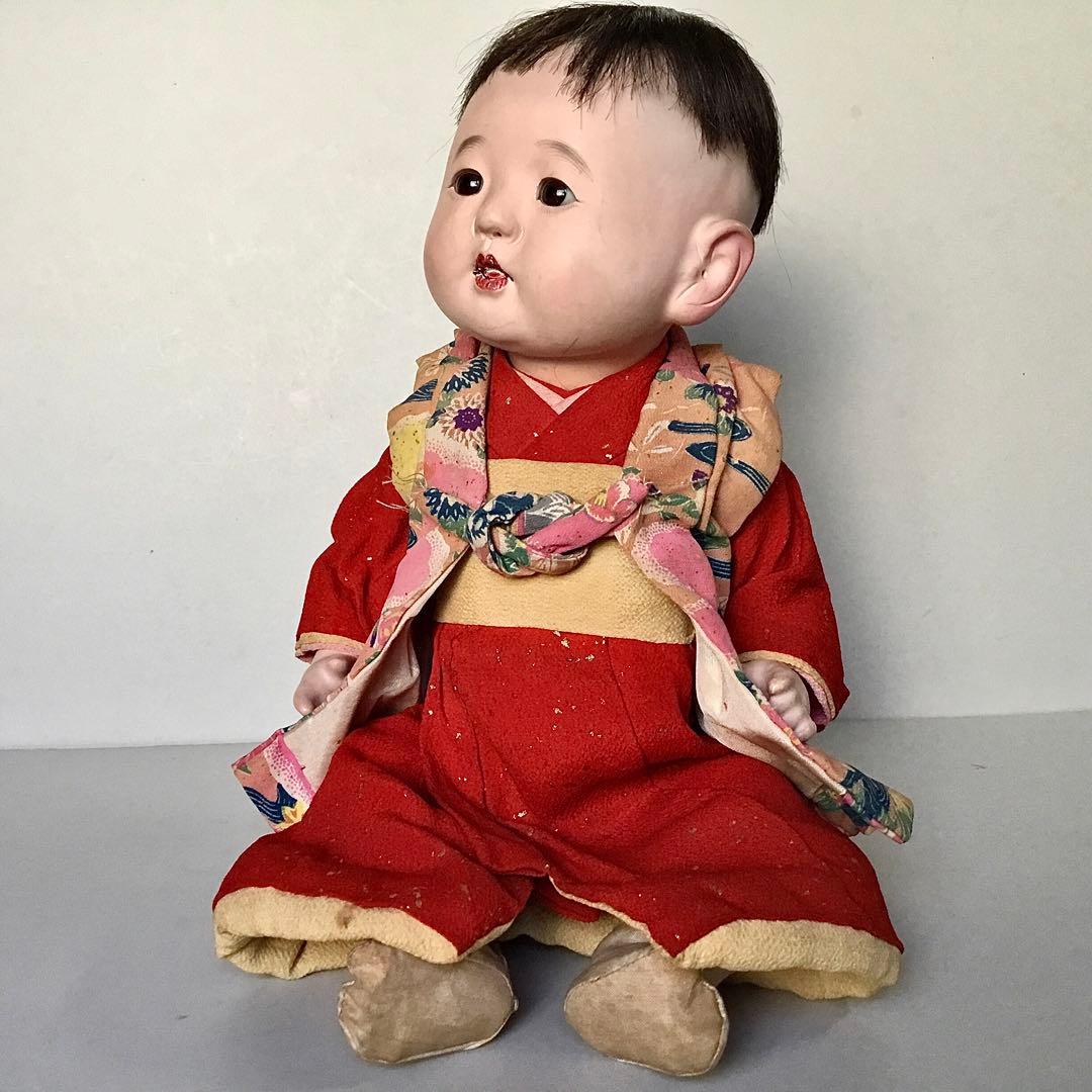 古い人形◆お座り人形◆紙箱入り 抱き人形 昭和レトロ 日本人形