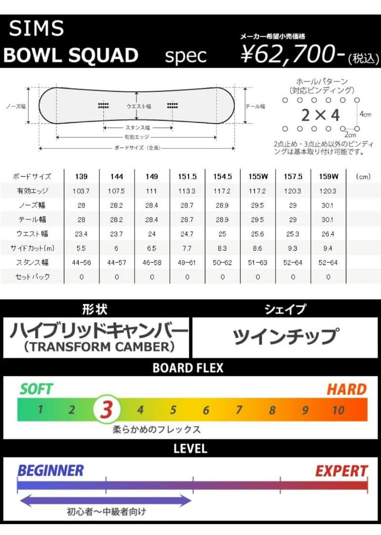 23-24　SIMS　BOWL SQUAD　149cm