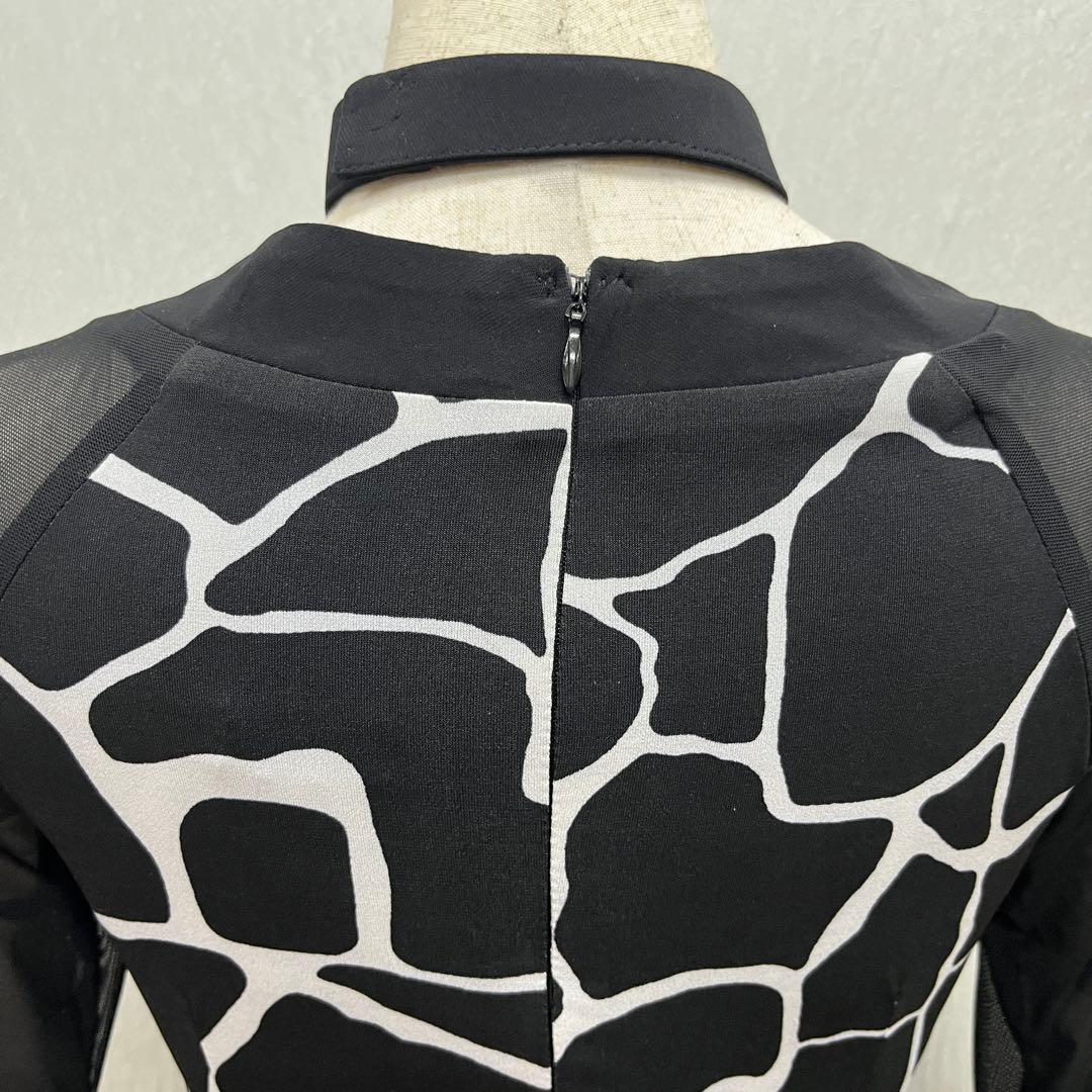 新品 社交ダンス ワンピース モノトーンプリント サイズS〜 M