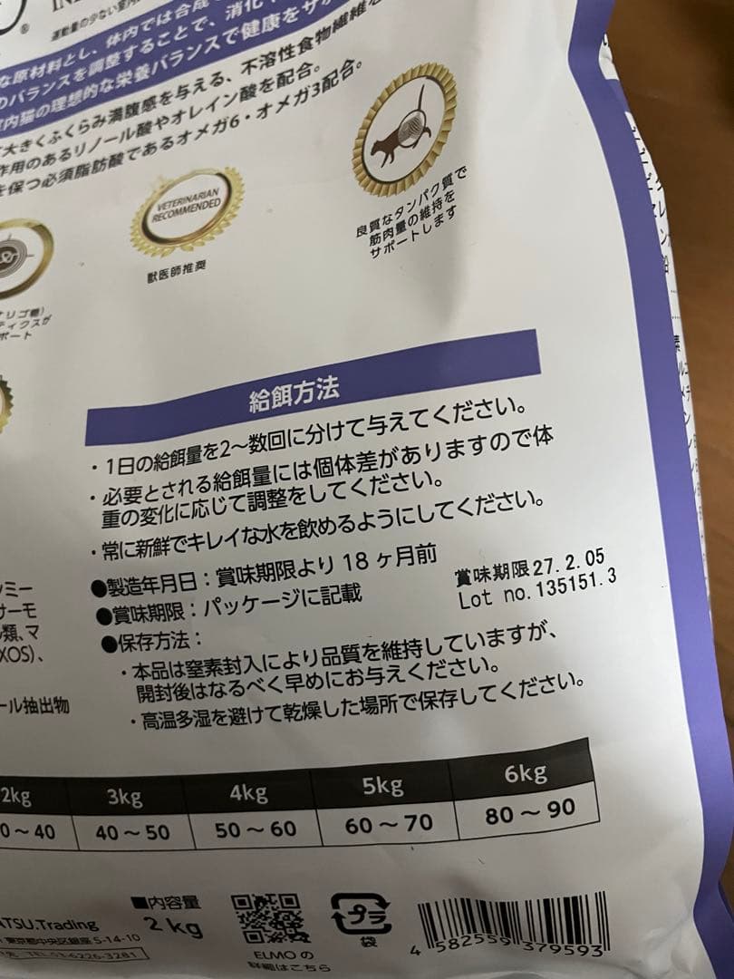 エルモ プロフェッショナーレ キャットフード インドア2キロ×4 400×2