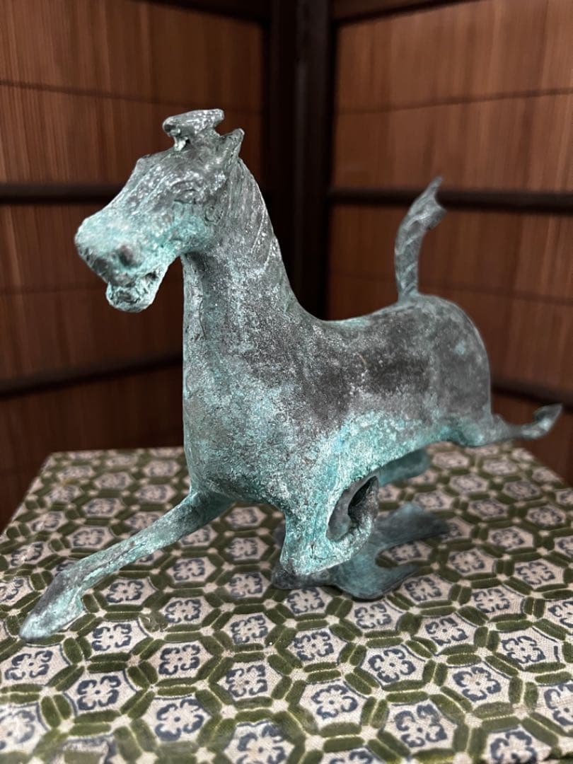 中国美術 古青銅 翔馬 共箱