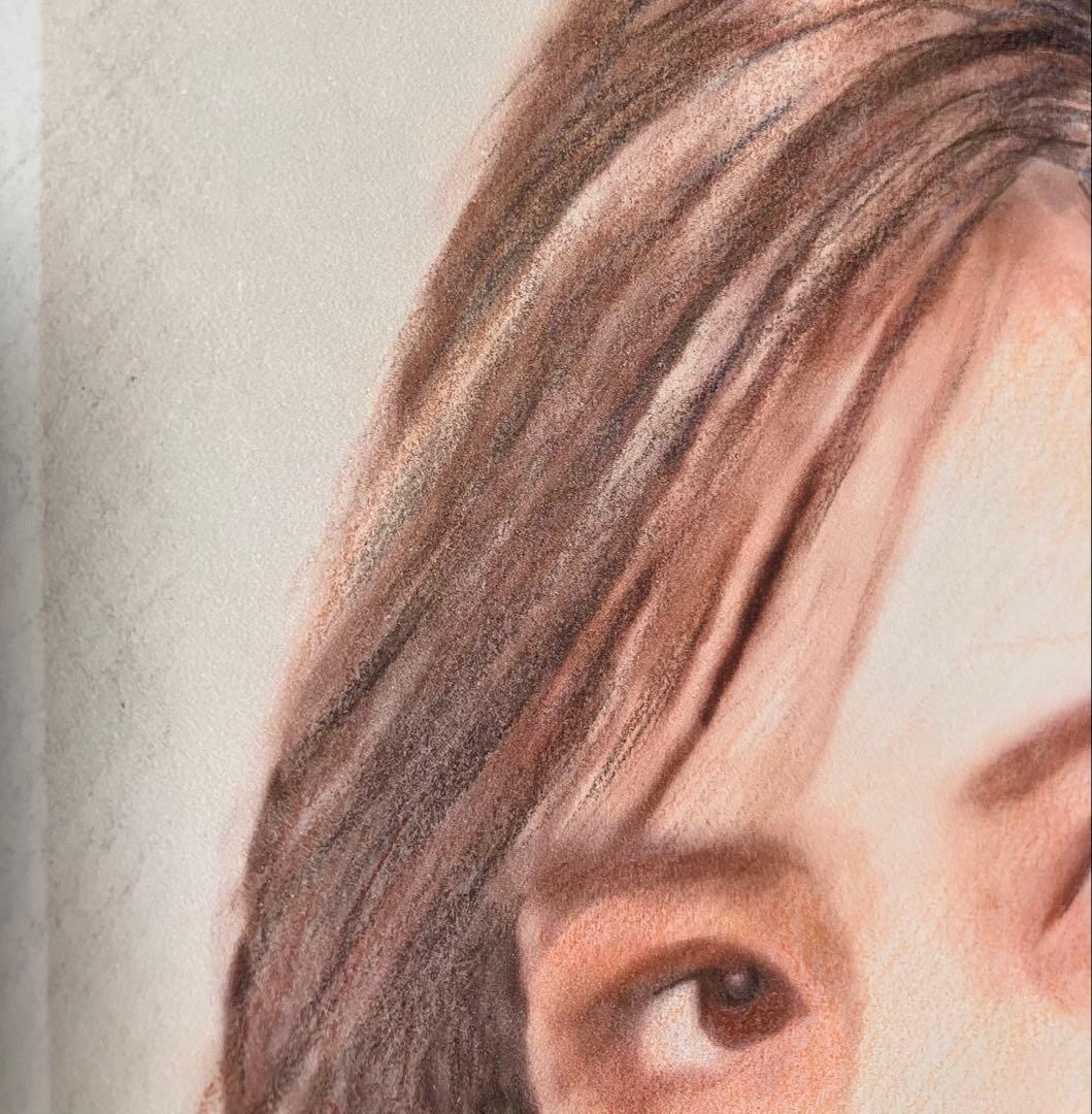 女優画④ 額装品　額縁寸法32.7㎝×24.0㎝×1.5㎝　色鉛筆画　定款付