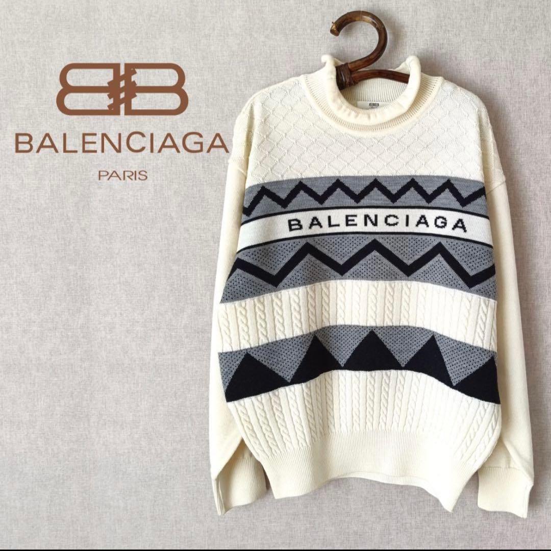 バレンシアガ　セーター　BALENCIAGA タートルネック　ホワイト　ゴルフ