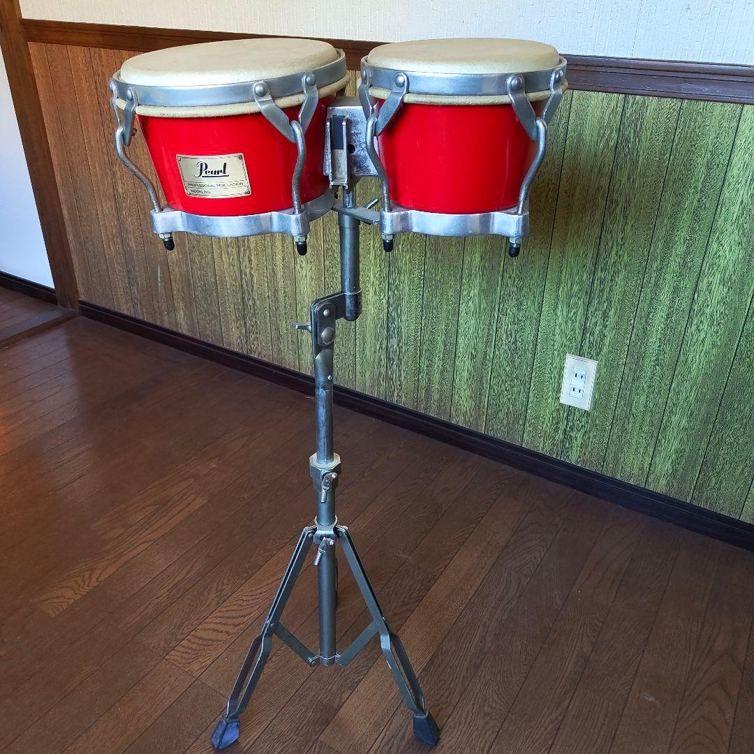 Pearl ボンゴ 赤 スタンド付き