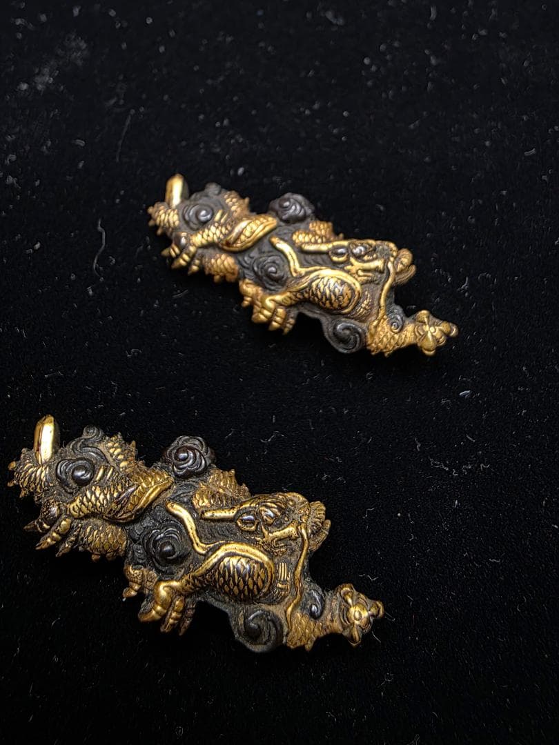 無銘 目貫 赤銅地 雲龍図 拵 日本刀 刀装具 骨董 古美術 江戸時代 時代物