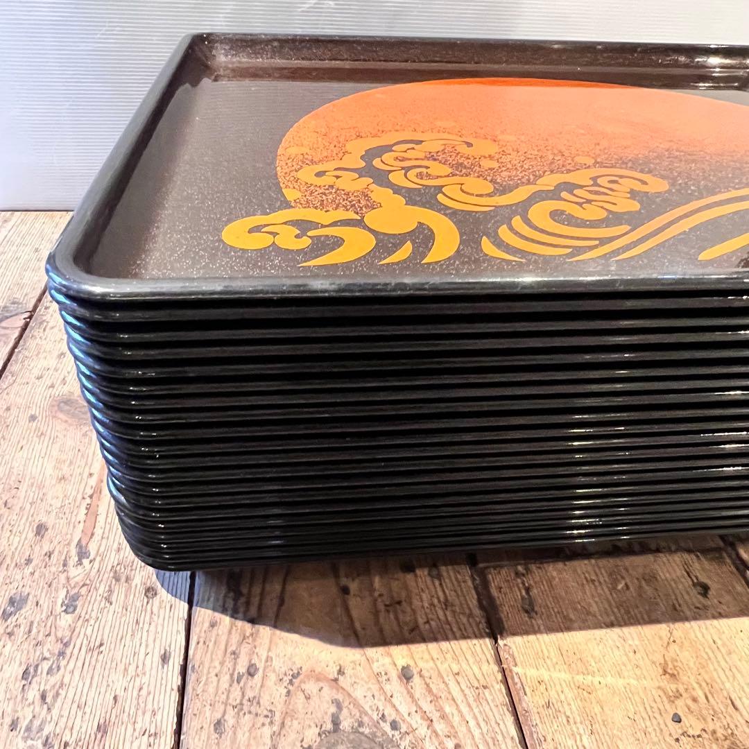 ④波　太陽　月　黒盆　和風　18枚　おまとめ　懐石　旅館　昭和レトロ