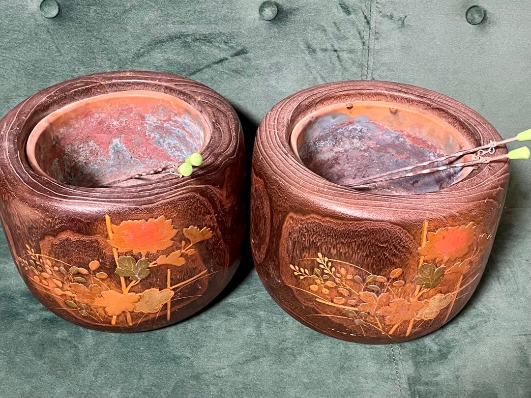 アンティーク 木製 火鉢 手あぶり 2個 セット