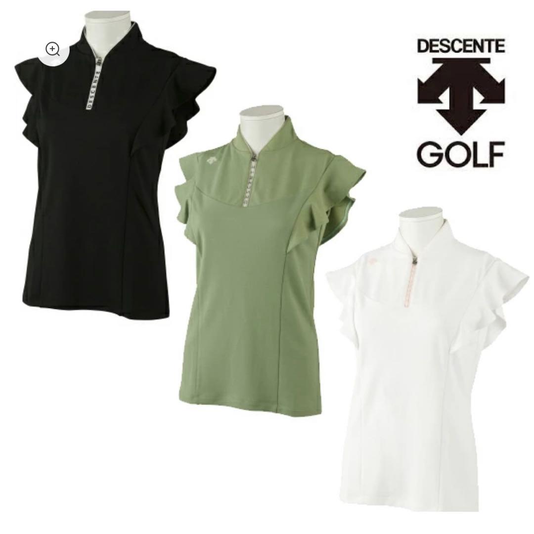 新品　タグ付　デサントゴルフ レディース 鹿の子 フレアスリーブ 半袖シャツ