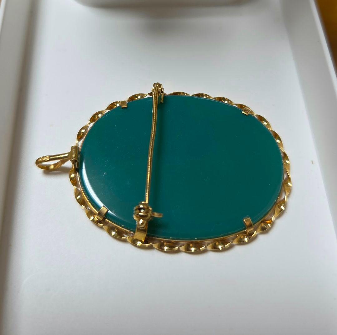 18金カメオブローチ兼ペンダントトップ(メノー)