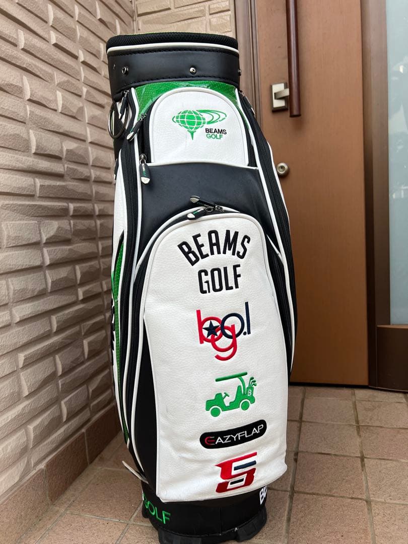 BEAMS GOLF キャディバッグ ホワイト/グリーン