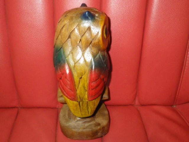 フクロウ★木彫り★置物★OWL★ミミズク★鳥★梟★縁起物★レトロ★不苦労★可愛い