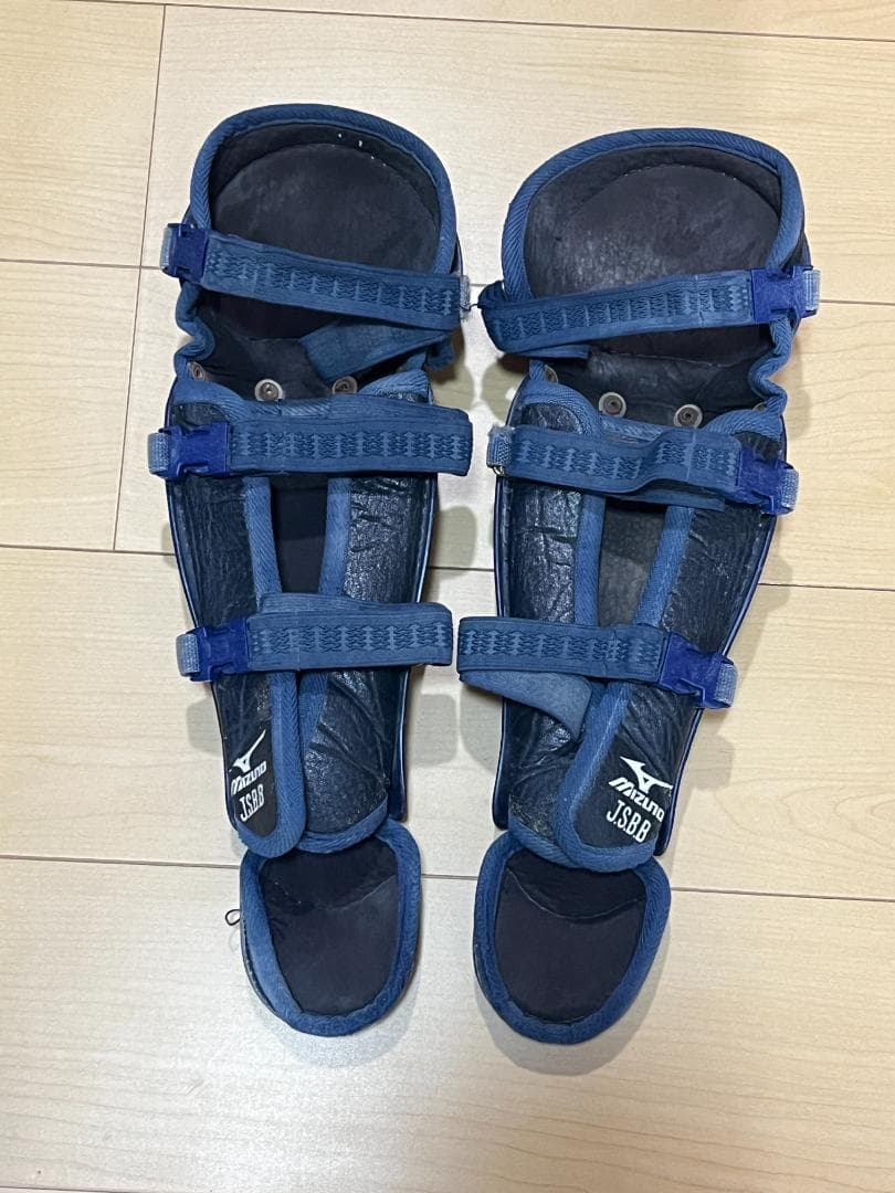 野球 ミズノ キャッチャー防具 プロテクター レガース ネイビー 少年低学年向け