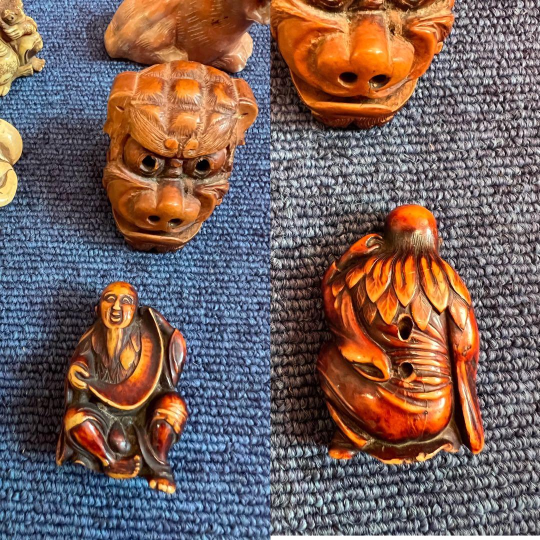 1057 根付  まとめ売り　計10点（提げ物 /緒締め /帯留め ）　時代物