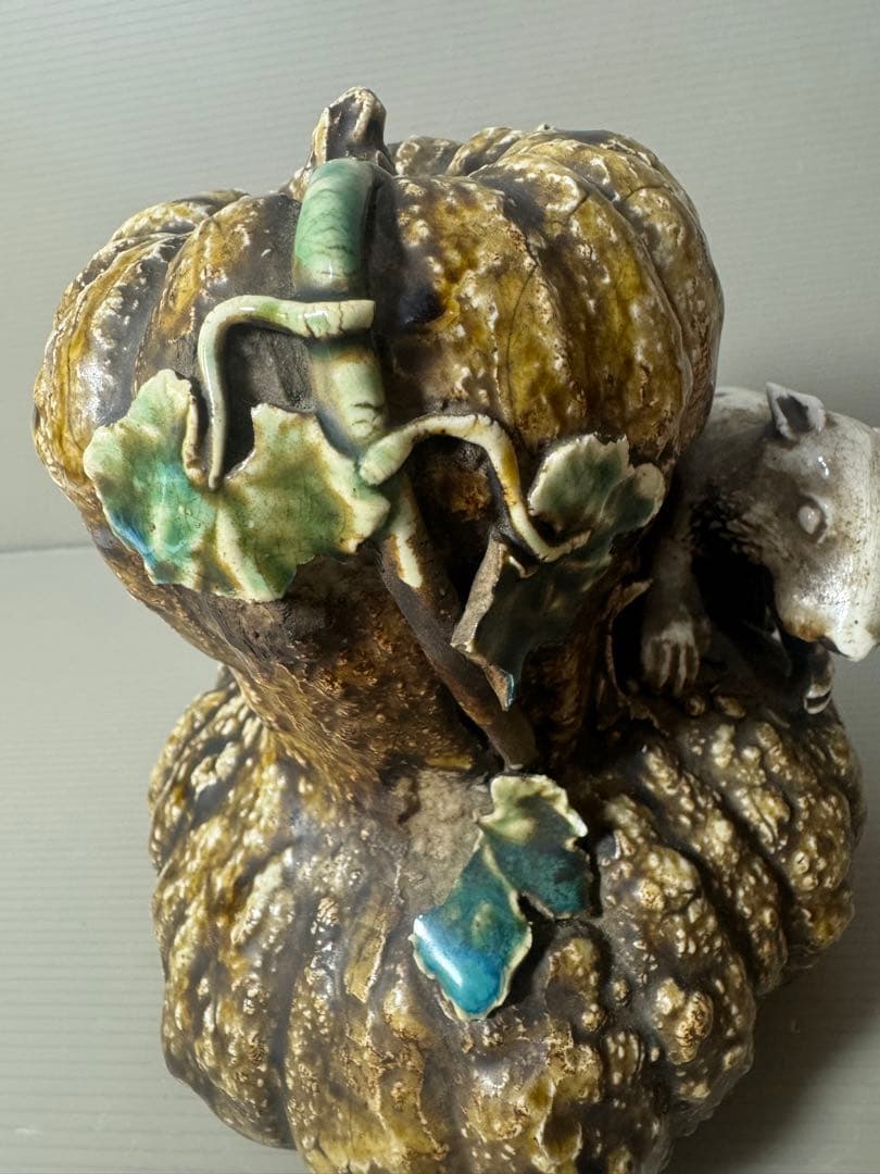 2612 希少　九谷焼　木米作　ネズミ瓜　置物　時代物