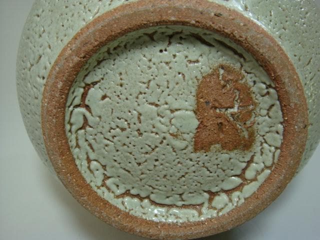 花瓶■灰釉 木器窯「田中和人作」中国漢口 花器 丸壺 共箱 骨董品 古美術■