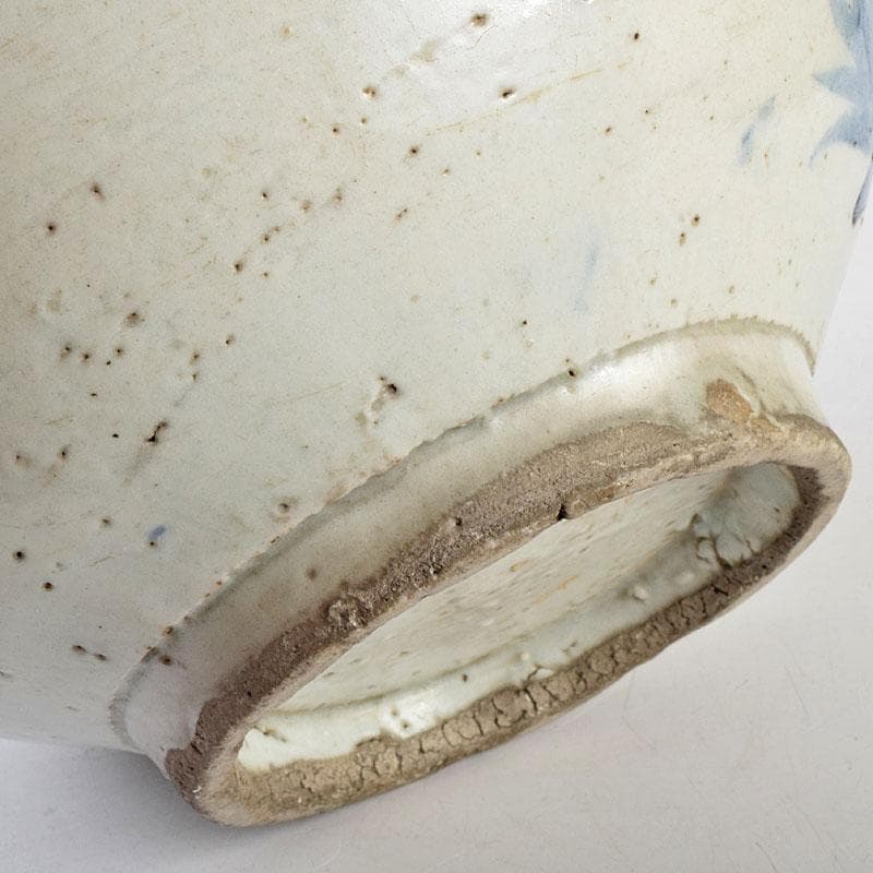 朝鮮美術　李朝　高麗白磁　染付　花文　壷　時代箱付　F　R9160B