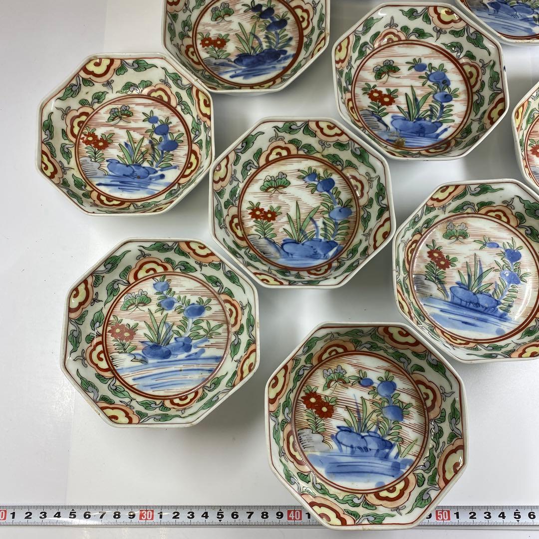 江戸中後期　古伊万里　赤絵向付10客　木箱付　東Y7-0314☆2Fトコヒ