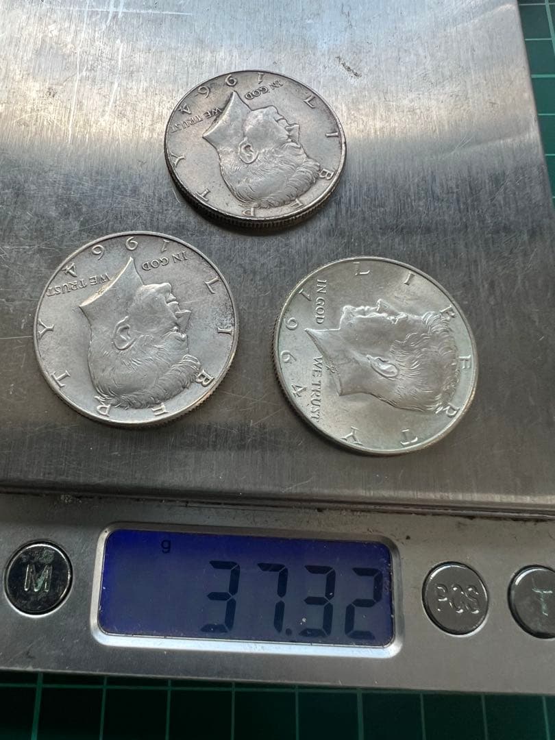 外国銀貨　アメリカ50C銀貨　1964年　3枚まとめロット