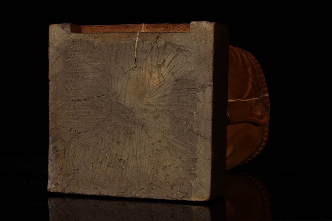 木彫『菩薩頭部』 共箱 高さ35cm 観音菩薩 仏像 頭 一刀彫 彫刻 仏教美術