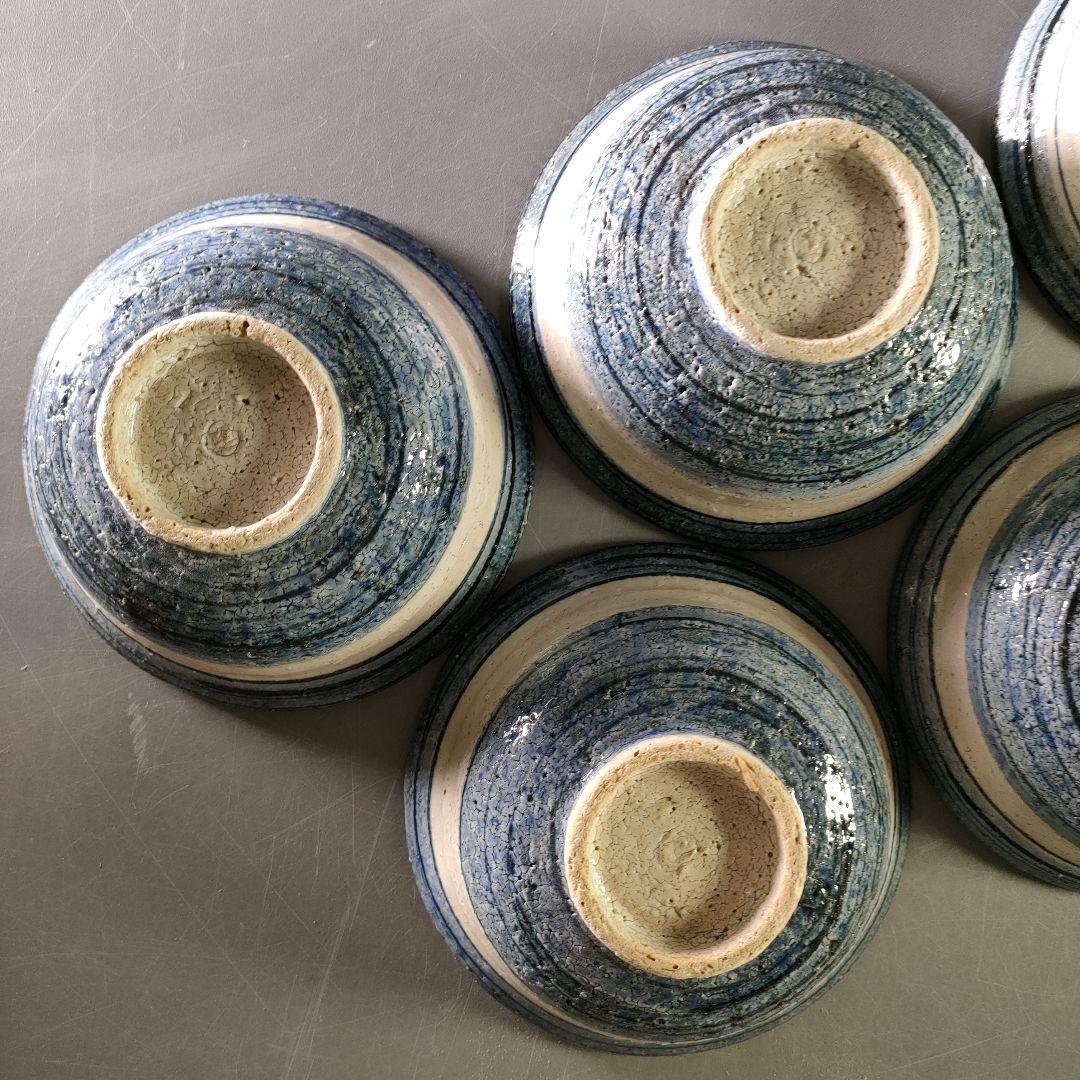 A926-2/小川文斉 造/花文字向付鉢5客/中鉢/盛鉢/飾鉢/