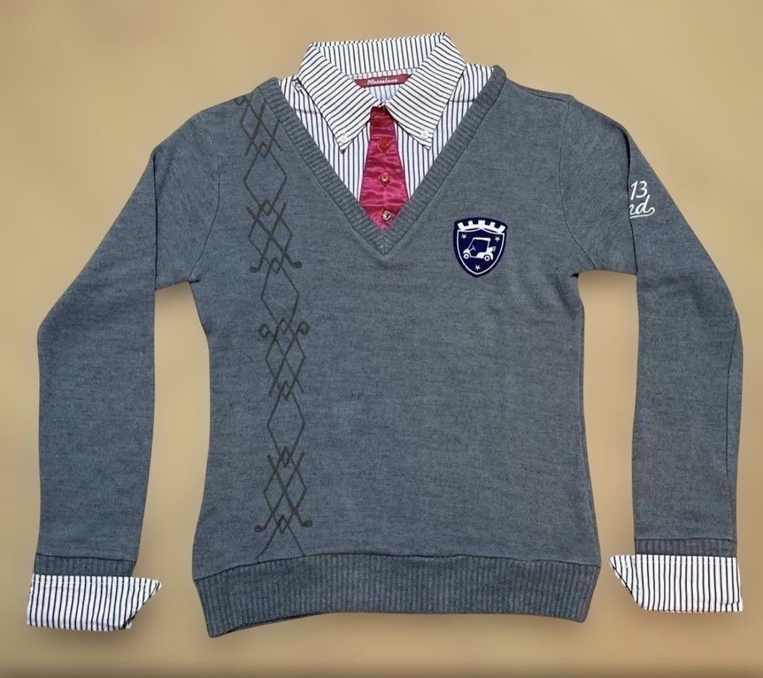 Russeluno ラッセルノ 襟付きVネックセーター L