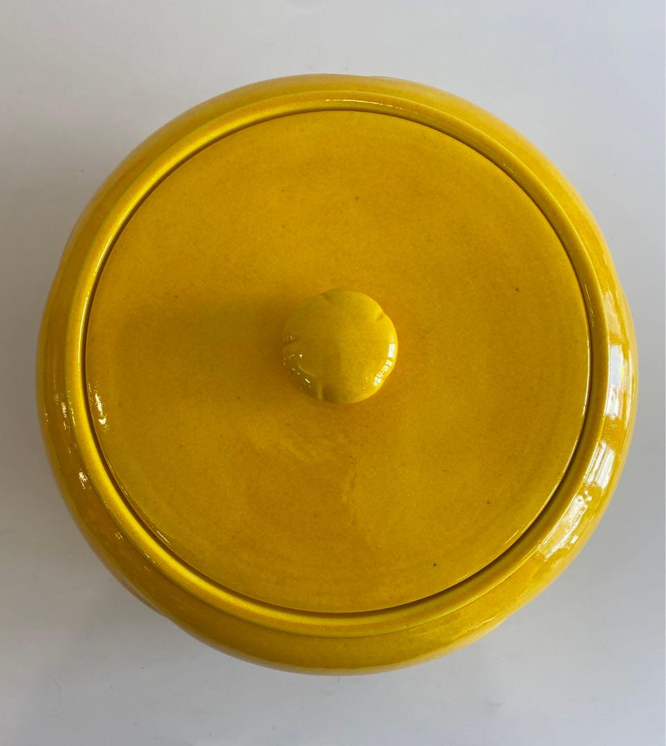 堀内宗完直筆箱書　黄交趾捻梅引き船の絵水指　万古焼　加賀瑞山作　茶道具