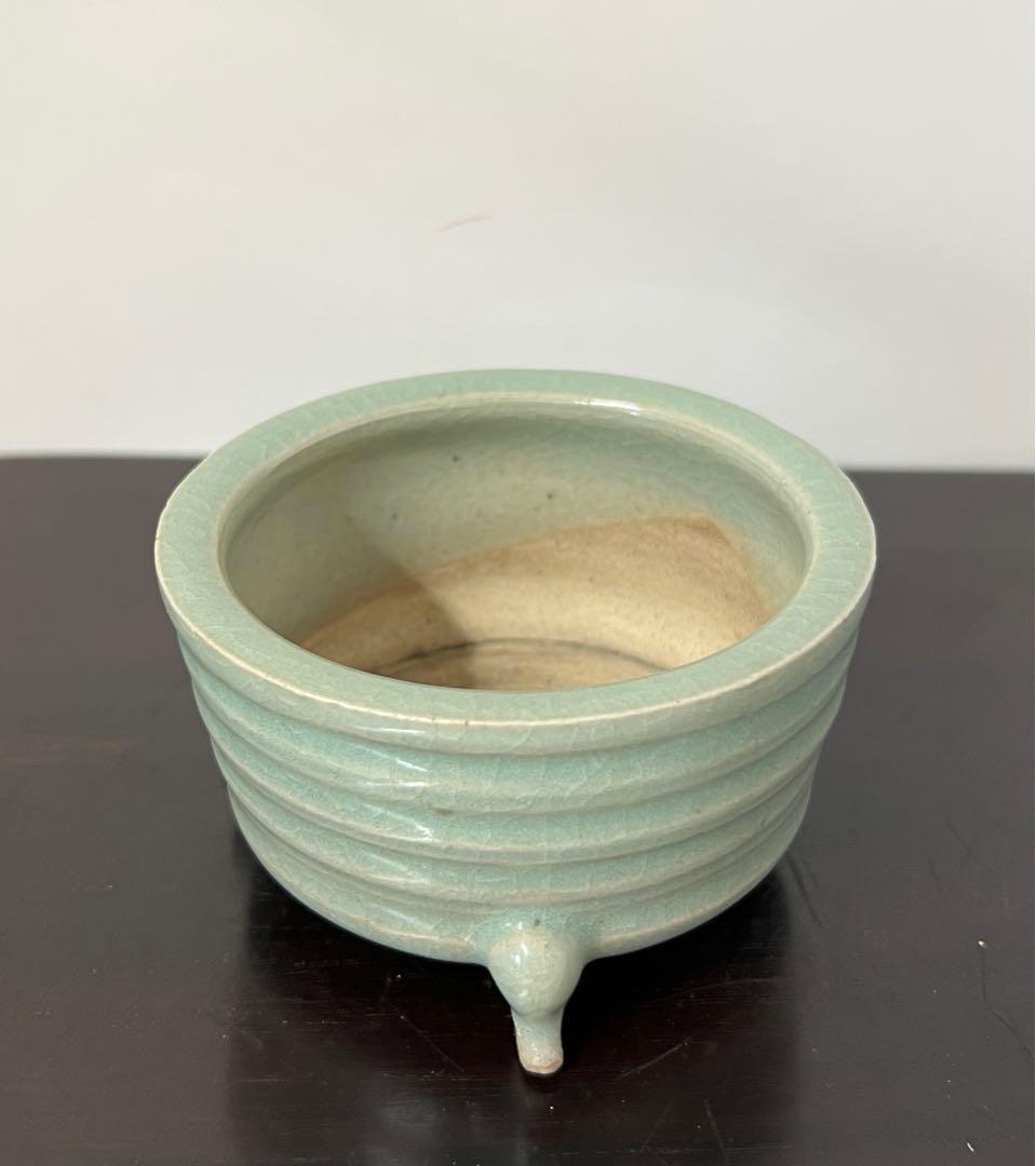 古美術　青磁三足香炉　XG2-22