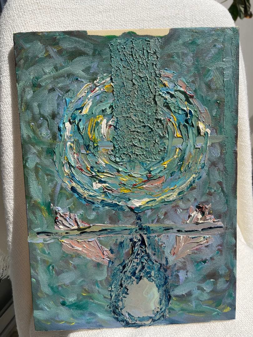 斜みゆく心　油絵　油彩