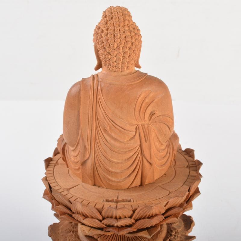 仏教美術　香木　白檀彫刻　阿弥陀如来像　仏像　置物　約504g　D　R6741