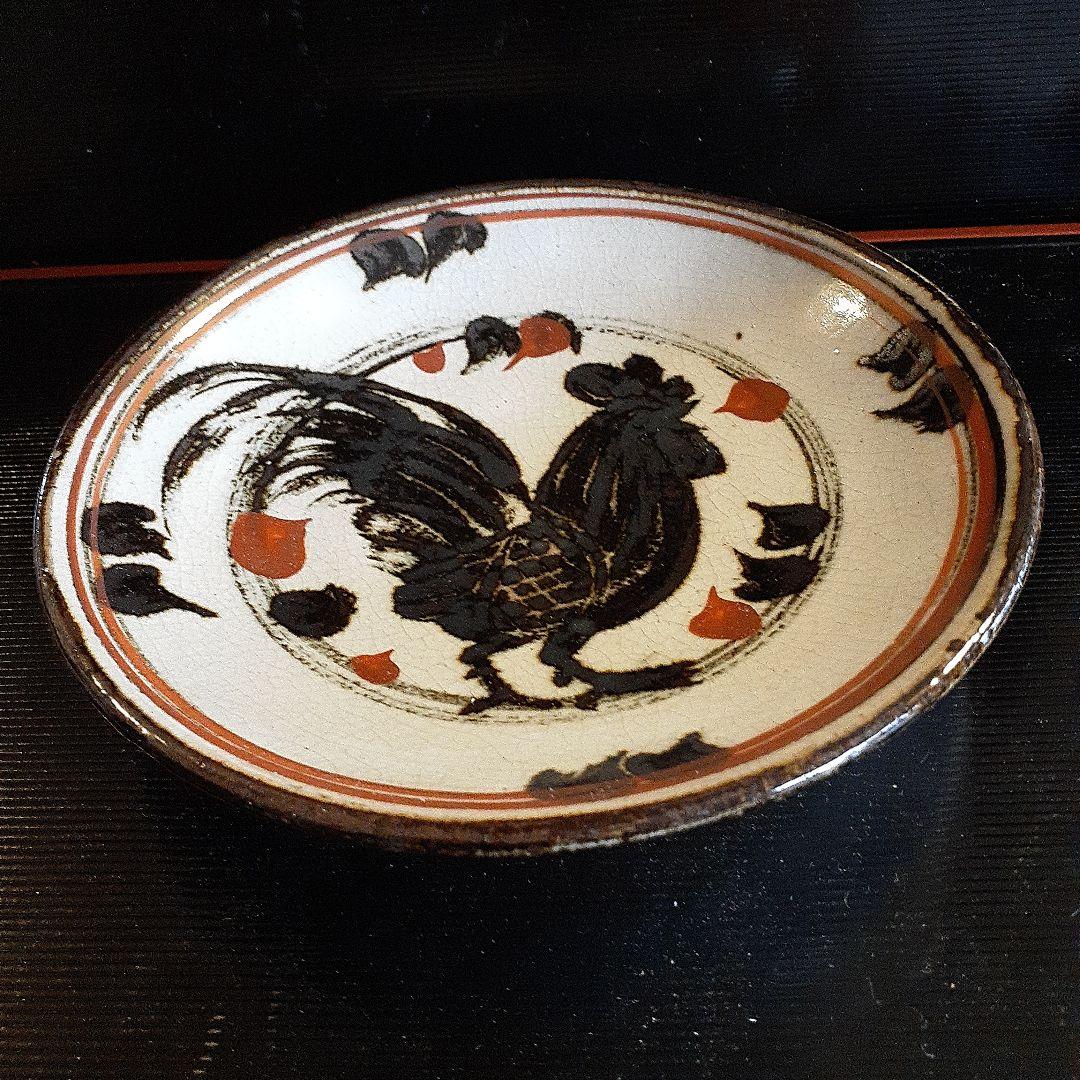 六世清水六兵衛　鶏之図飾り皿