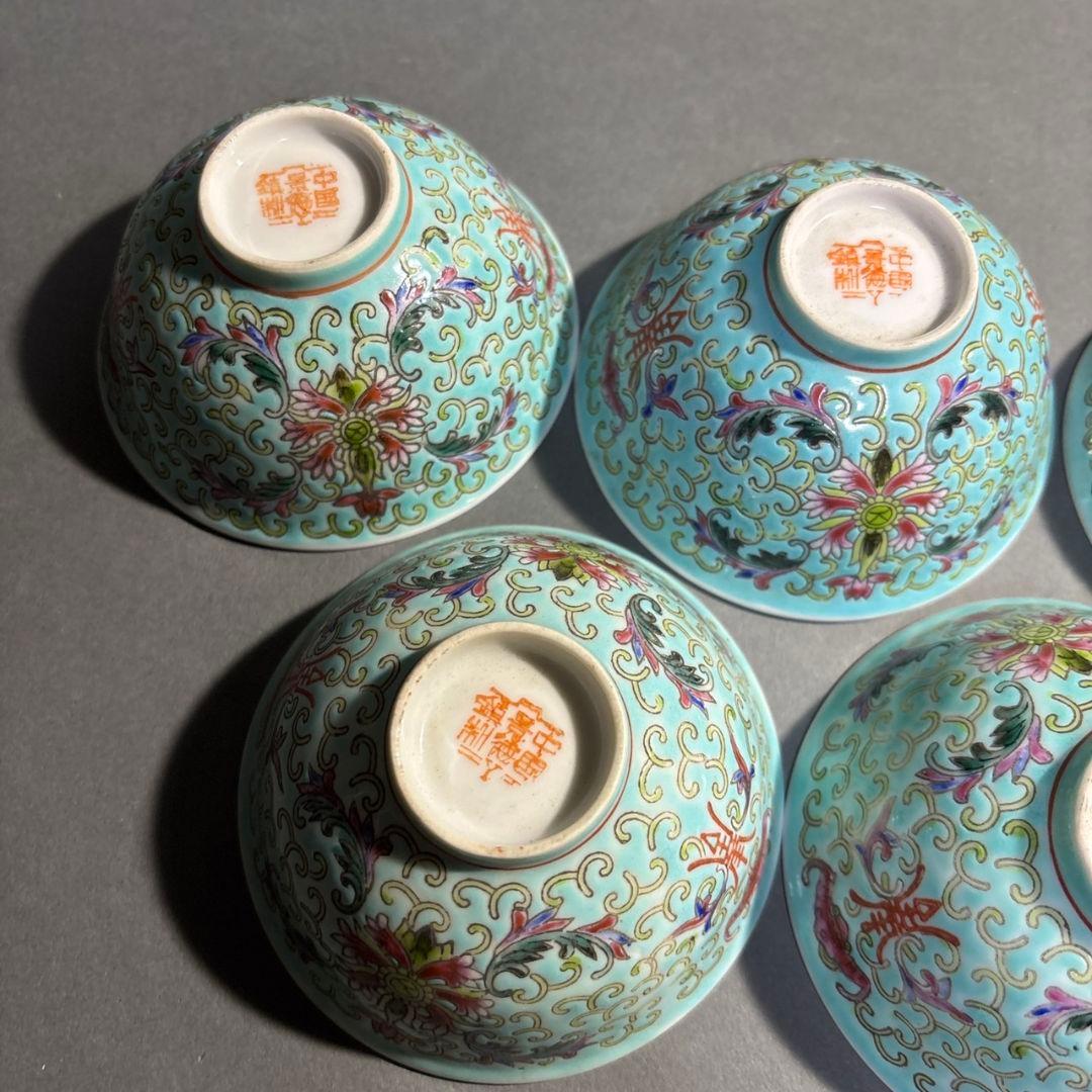 中国景徳鎮製　煎茶碗　５客