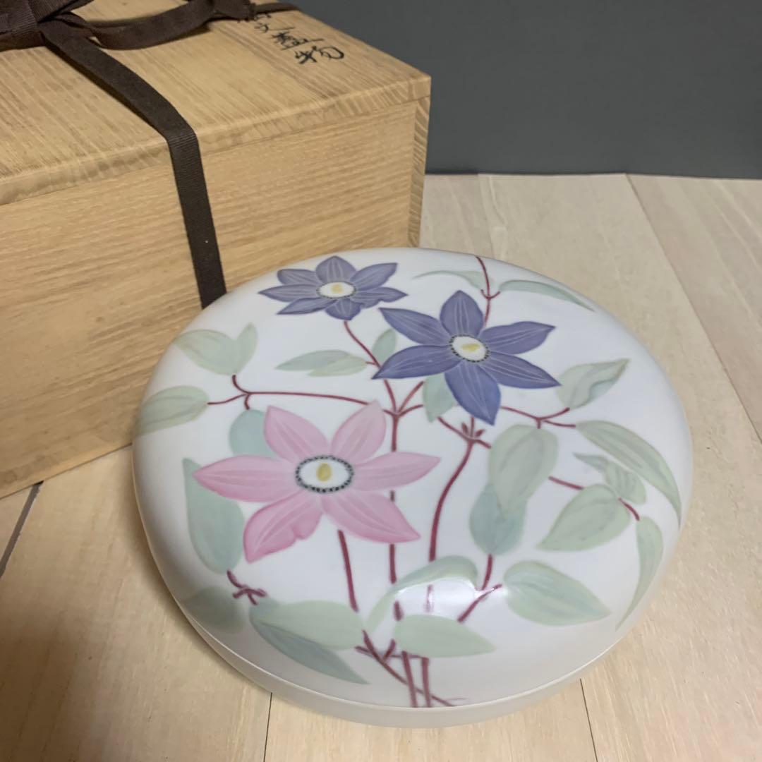 筒井廣明　葆光彩磁鉄仙文　蓋物　共箱