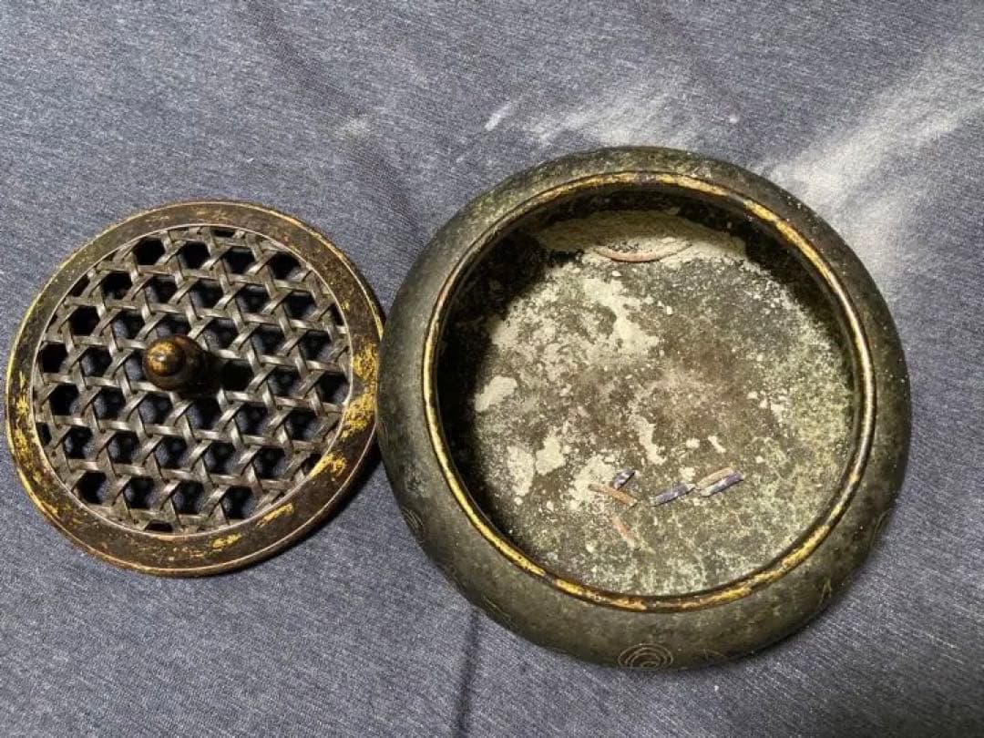 中国古美術　仏八寶琉金銅香炉「飛雲閣」在銘