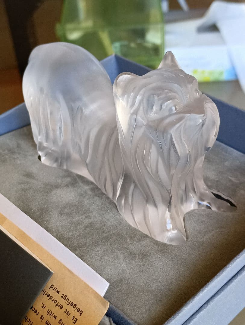 LALIQUE ,ラリック.ヨークシャテリアのクリスタル彫刻,