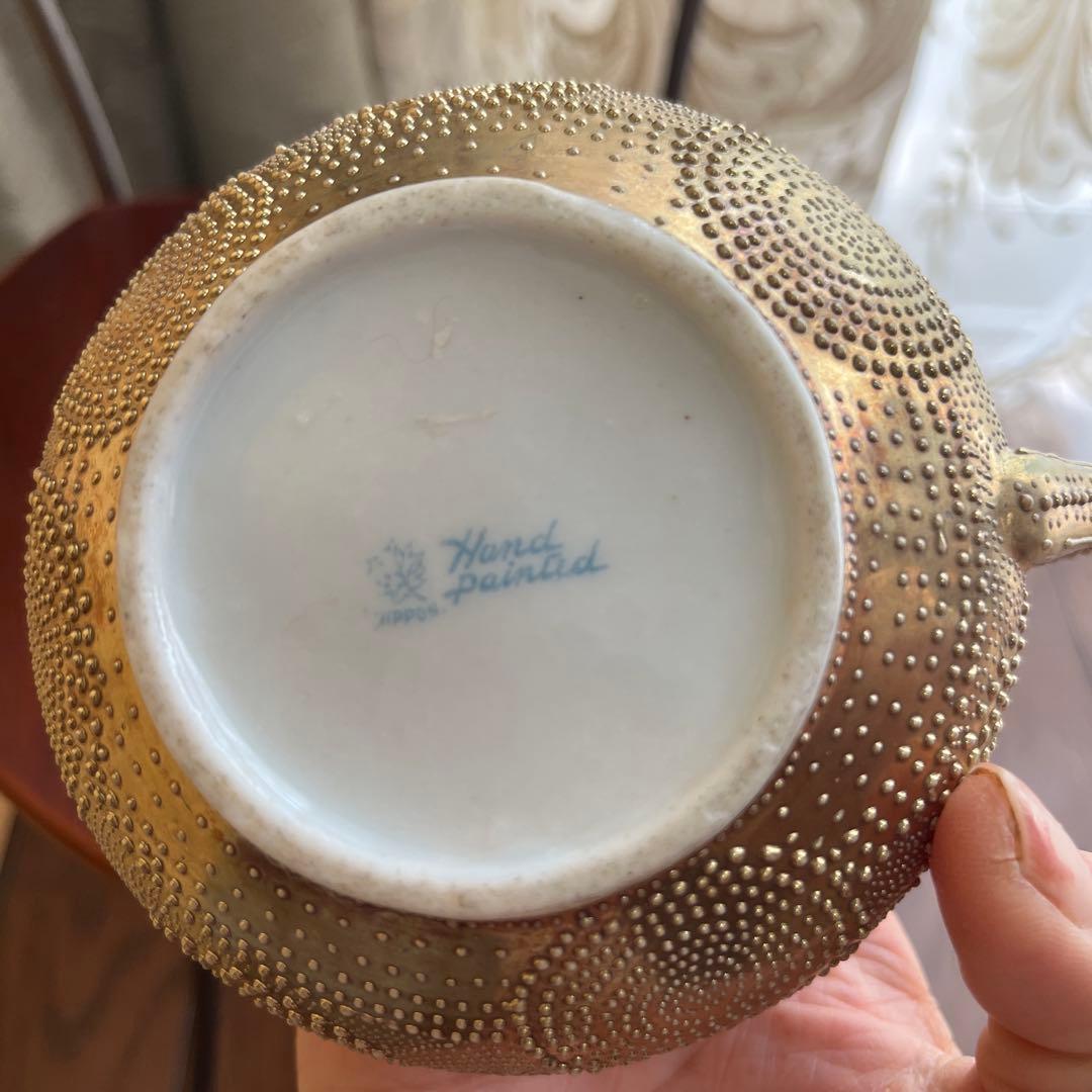 オールドノリタケ金と金点盛りのクリーマー美術品メープル印1890年代技術力の凄さ
