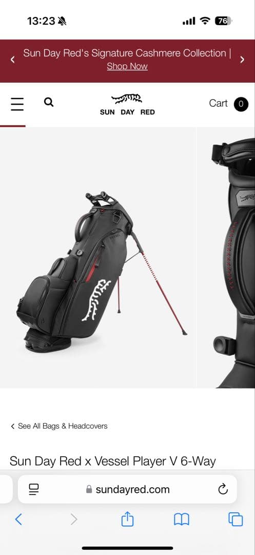 タイガー・ウッズ新ブランド「Sun Day Red」キャディバッグ