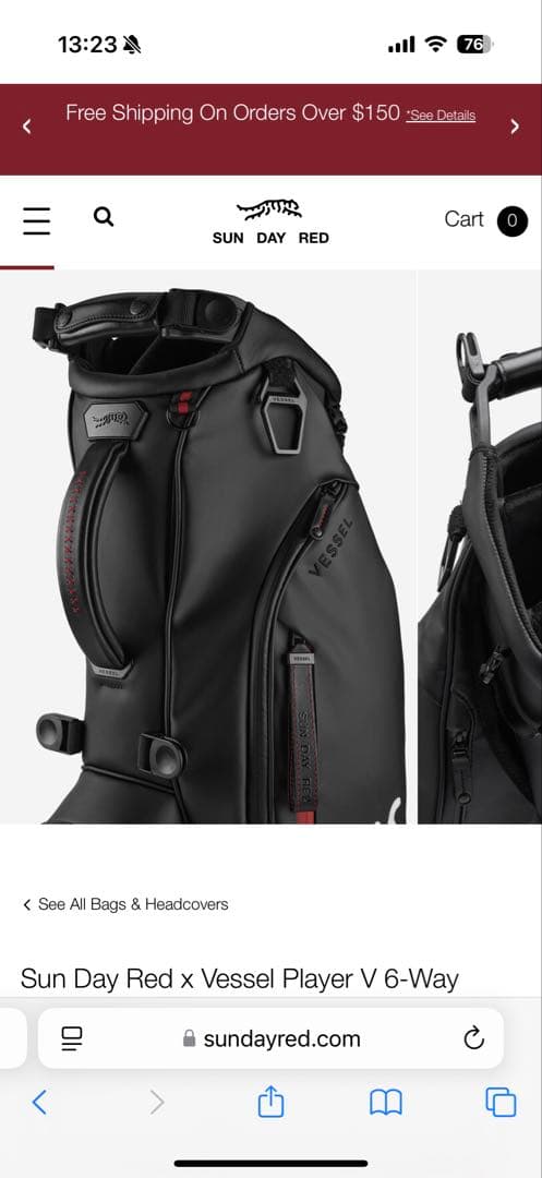 タイガー・ウッズ新ブランド「Sun Day Red」キャディバッグ