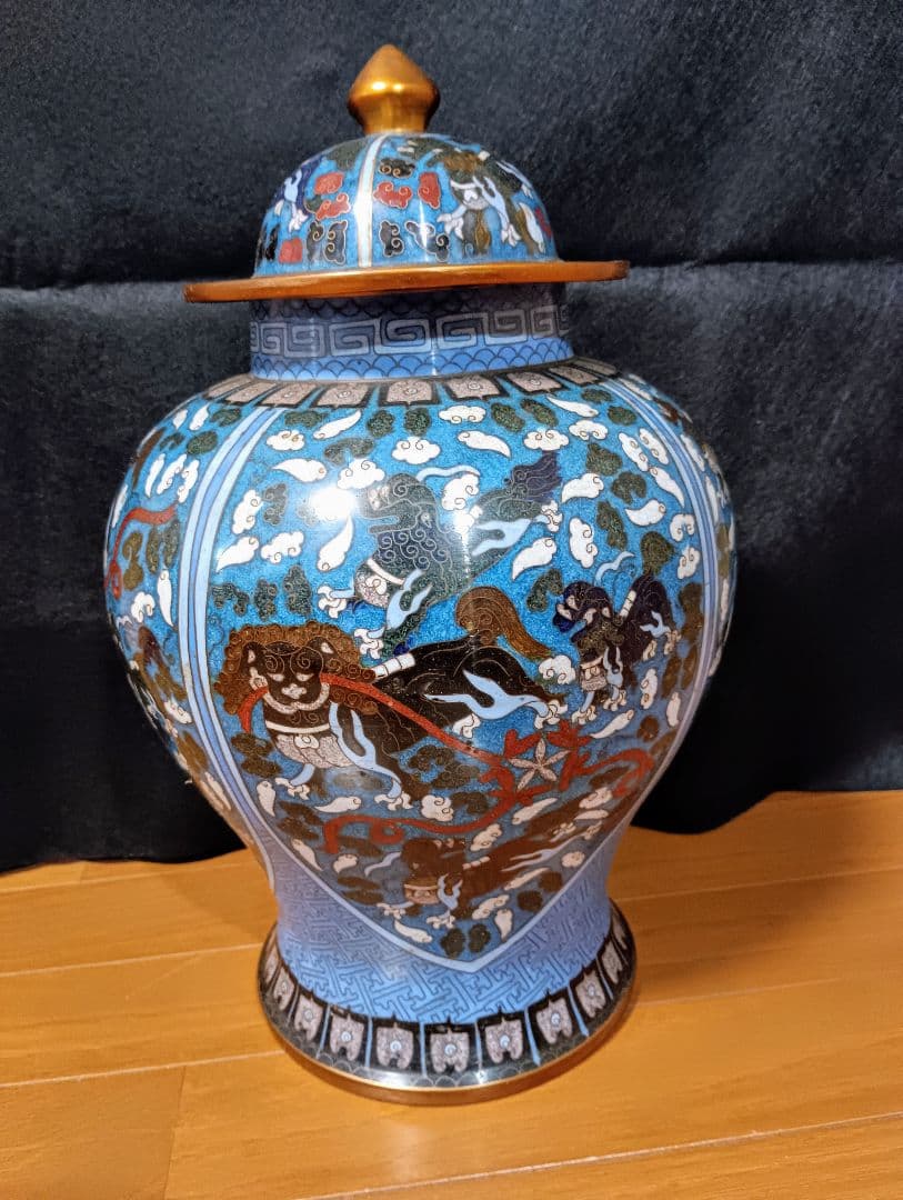 将軍壺　一対　七宝焼き　倣古　置物　中国　大きい　工芸品　インテリア