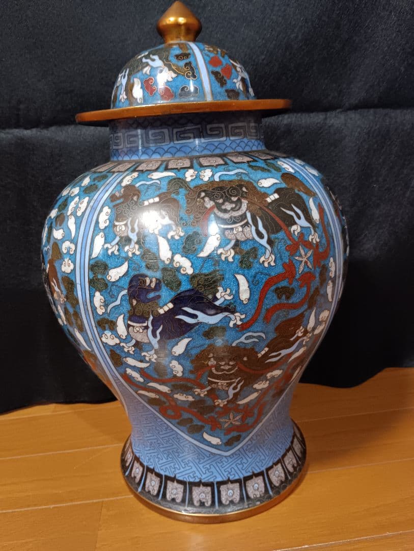 将軍壺　一対　七宝焼き　倣古　置物　中国　大きい　工芸品　インテリア