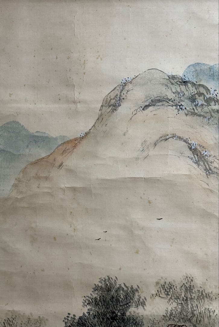 田中頼章筆　淡彩山水　絹本肉筆　掛軸　送料込み251029