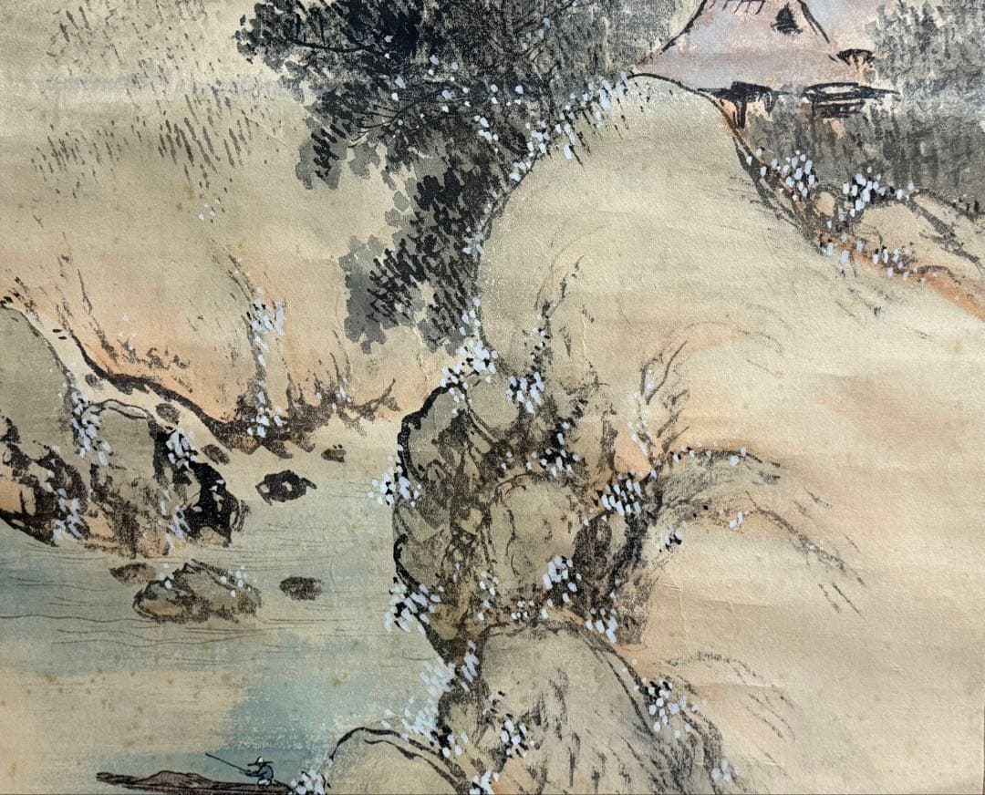 田中頼章筆　淡彩山水　絹本肉筆　掛軸　送料込み251029