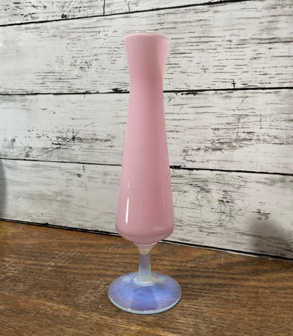 フランスアンティーク オパリンガラスの花瓶 ピンク系 一輪挿し グラス 花器