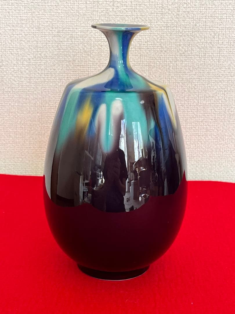 柳雨軒 三代 人間国宝 徳田八十吉 (正彦銘) 彩釉 壺 T144