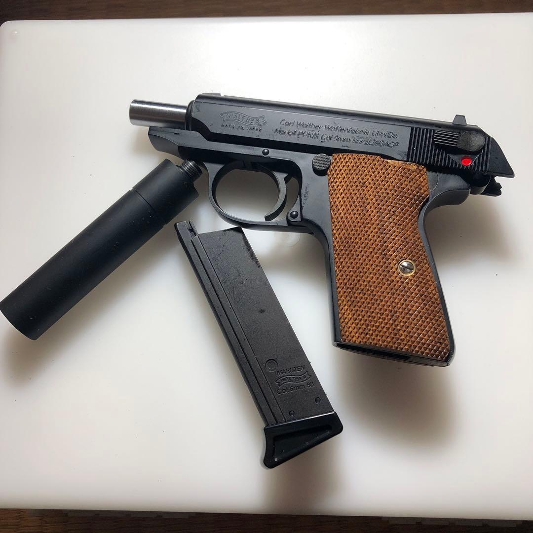 マルゼンppk/sガスガン サイレンサー付き キャロム製木製グリップ美品