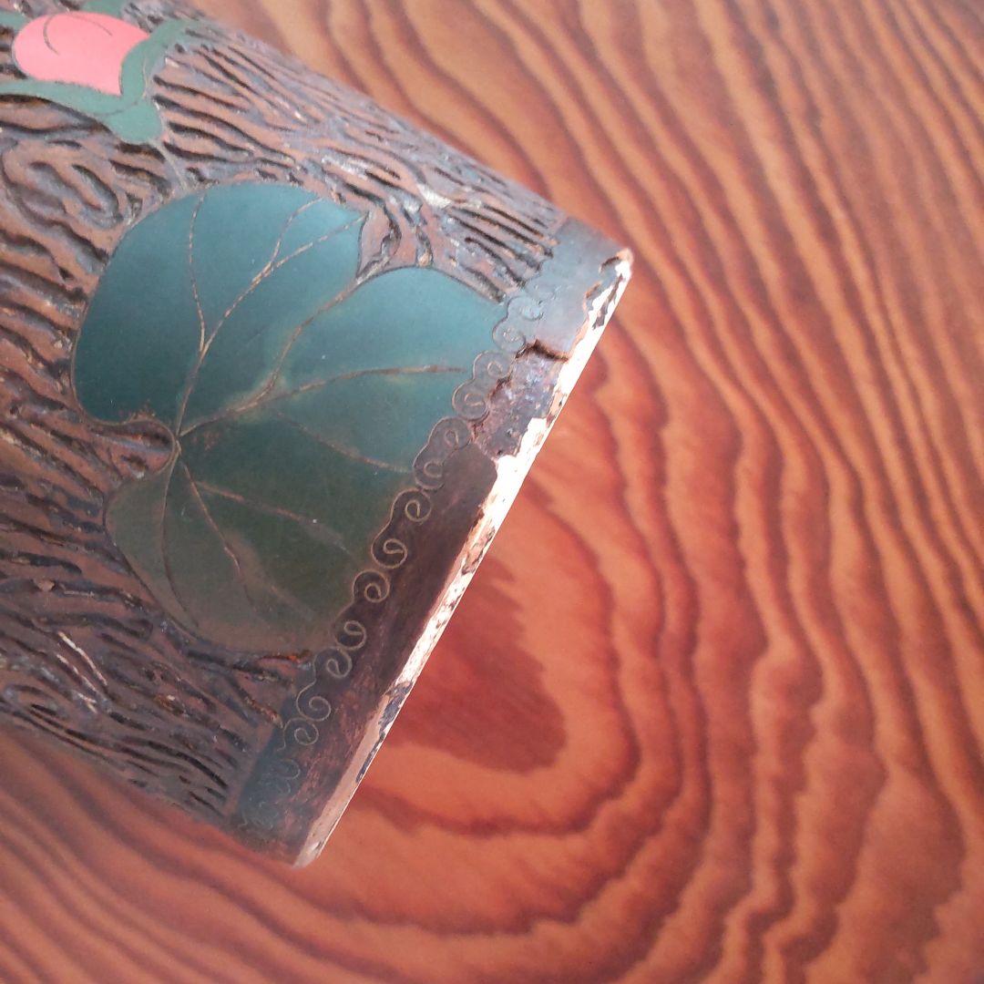 陶胎七宝 筆立て 朝顔 明治 アンティーク