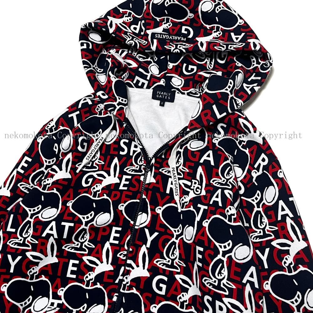 希少 パーリーゲイツ スヌーピー コラボ 裏起毛 パーカー 6 総柄 メンズ