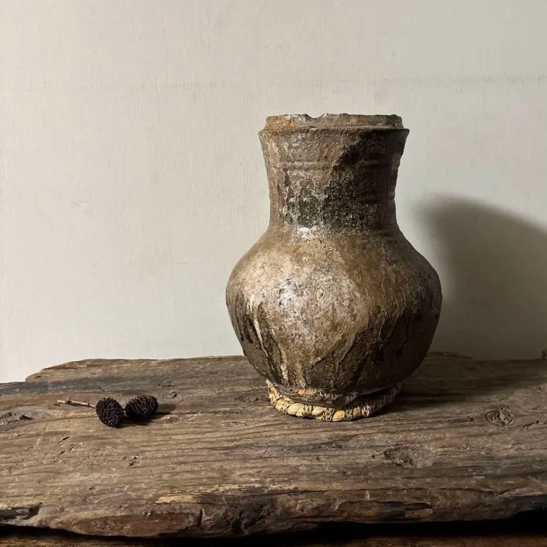景色の良い　新羅〜高麗　壷　花生 花入れ アンティーク　古道具　骨董品検:李朝