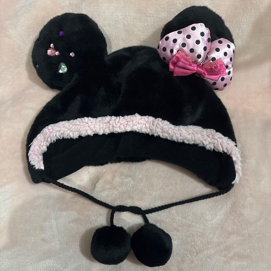 ディズニー ファンキャップ ミニー 黒 紫